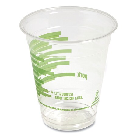 Perk Eco-ID Compostable PLA Corn Plastic Cold Cups, 12 oz, Clear/Green, PK300, 300PK PK56195